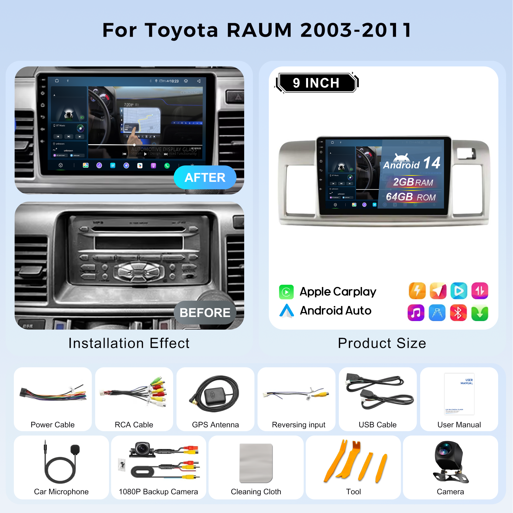 MCX Car DVD Player with Frame Line for T0VOTA Raum 2003-2011