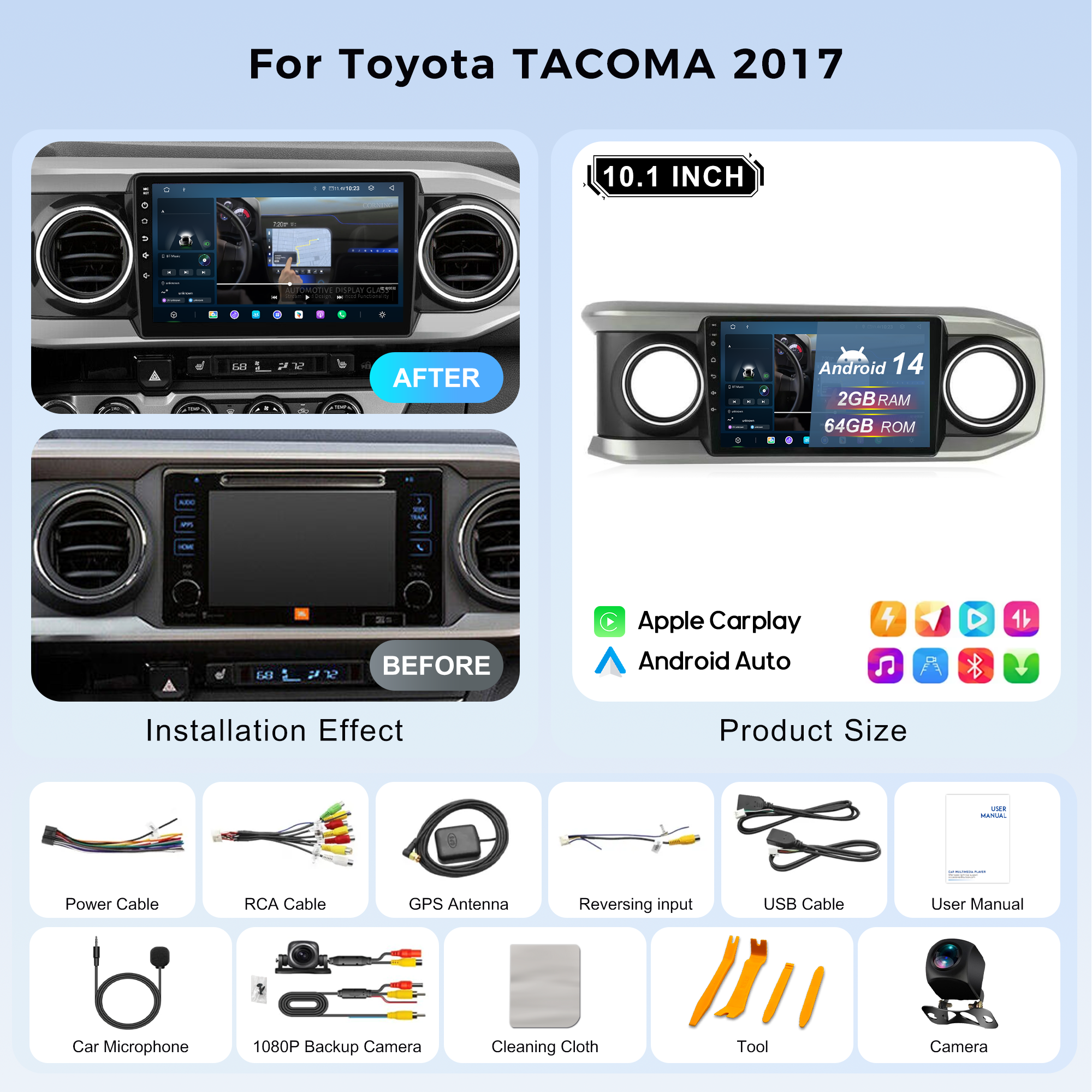 MCX Car DVD Player with Frame Line for T0VOTA Tacoma 2017