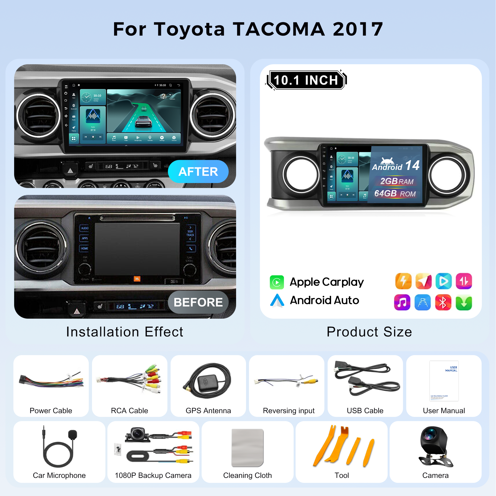 MCX Car DVD Player with Frame Line for T0VOTA Tacoma 2017