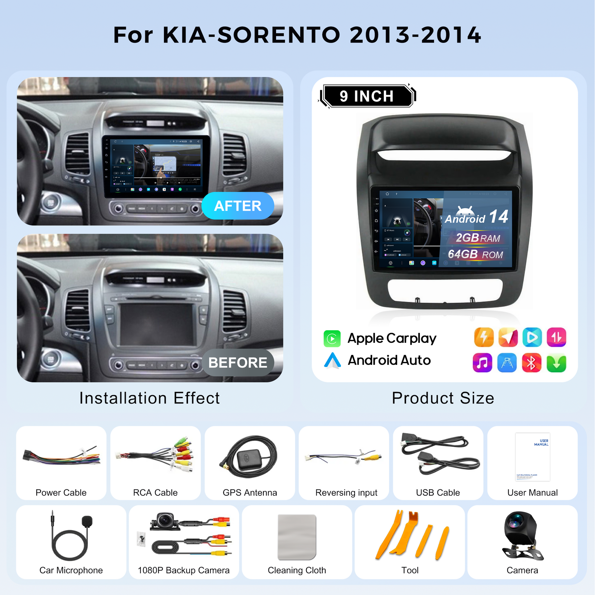 head unit for KIA Sorento 2013-2014 before&after