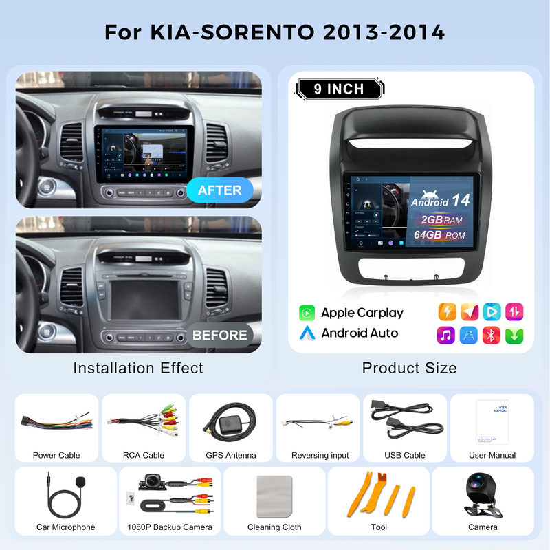 head unit for KIA Sorento 2013-2014 before&after