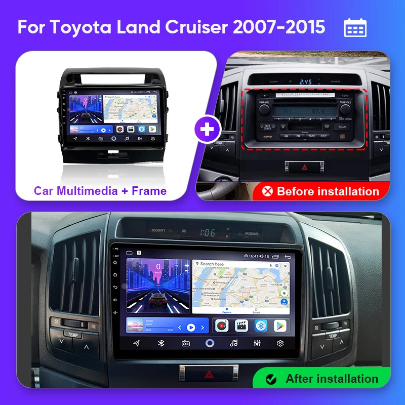 MCX Toyota Land Cruiser 2007-2015 10 Inch Car Frame Fascia Car Radio  