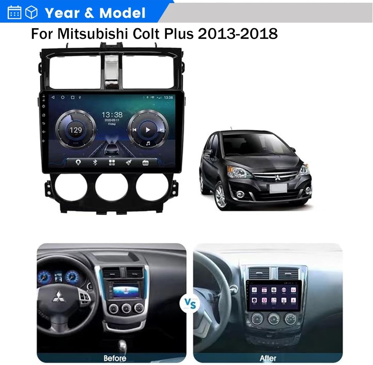 Mitsubishi | Colt Plus | 2013-2018 | 9 Inch Car Radio Frame Dash Panel Kit