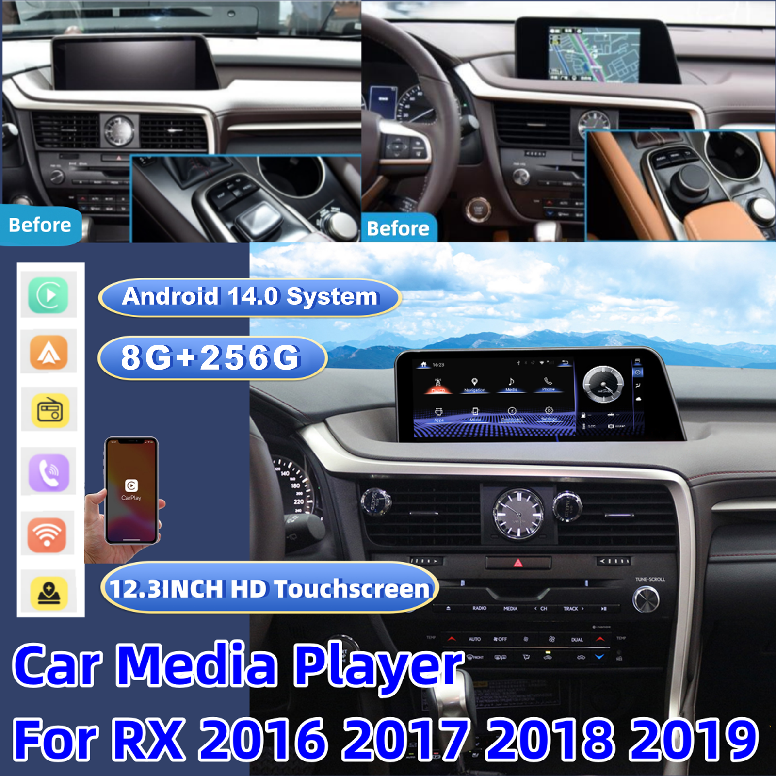 lexus rx android car radio head unit mcxcarplayer