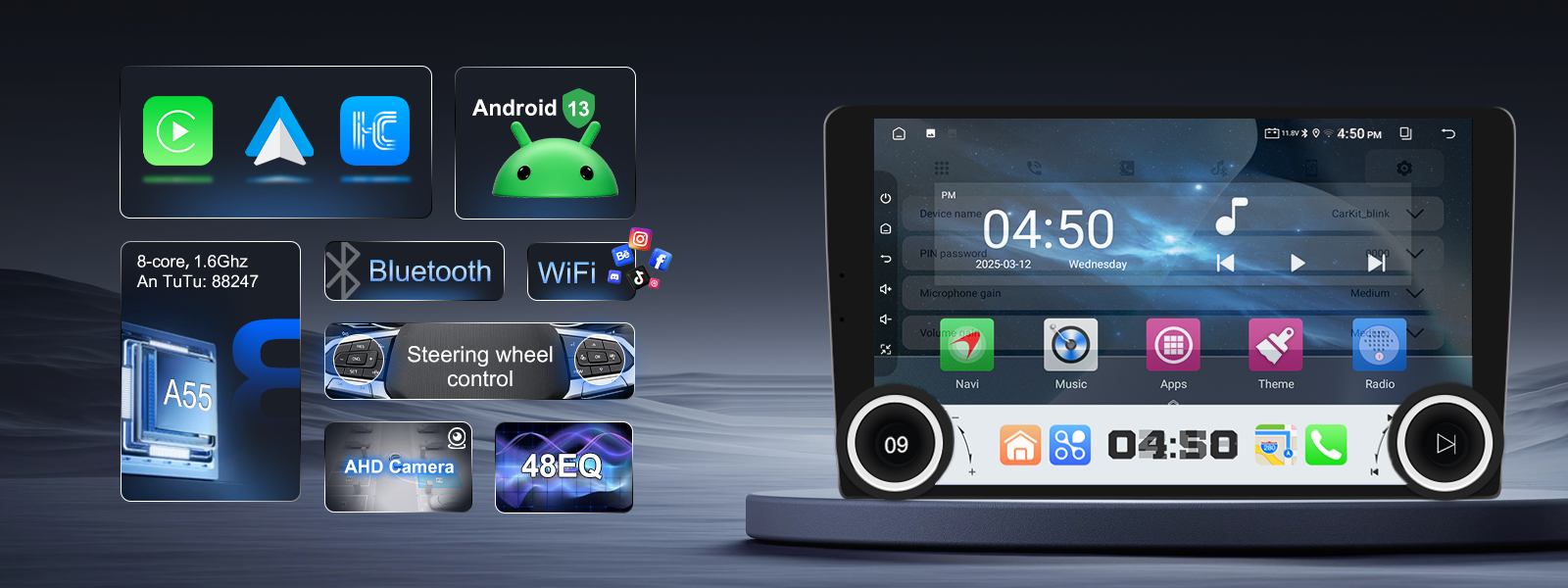 mcxcarplayer double din with volume knob