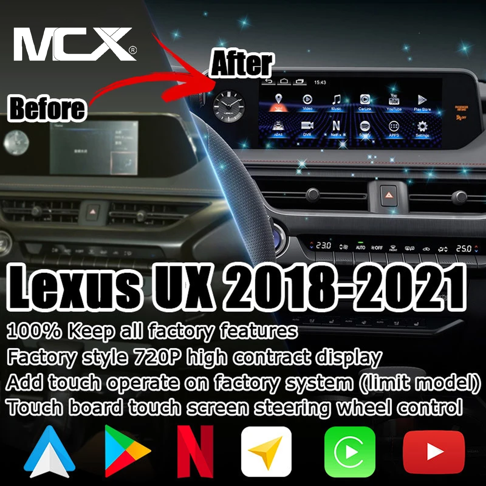 mcxcarplayer lexus ux android car radio
